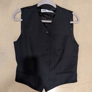 Zara Men's Charcoal Pinstripe Vest
